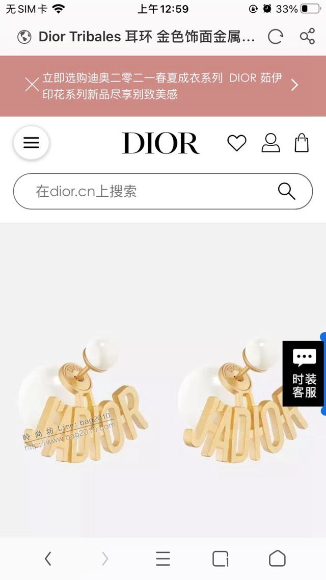 Dior飾品 2021新款DIOR迪奧字母耳釘耳環  zgd1400